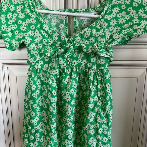 Zara Green Floral Dress Sz 7 - Picture 4 of 8